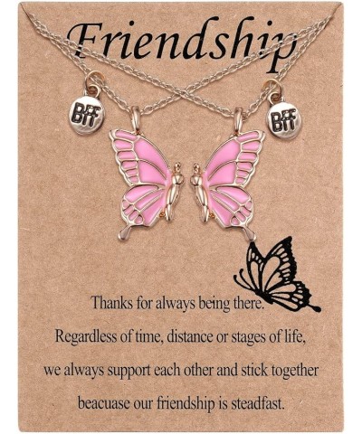 Two Butterfly Wing Necklaces 2 Separate Chained Butterfly Pieces BFF Best Friend Soul Gift for 2 Friendship Necklace pink but...