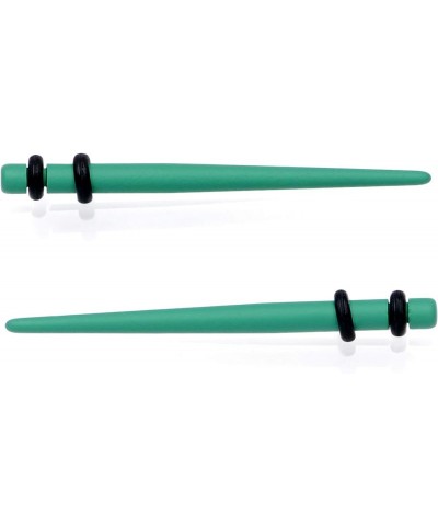 2Pc Womens Ear Expanders Green Matte Acrylic Straight Taper Ear Stretching Kit Set of 2 2mm (12 Gauge) $12.38 Body Jewelry