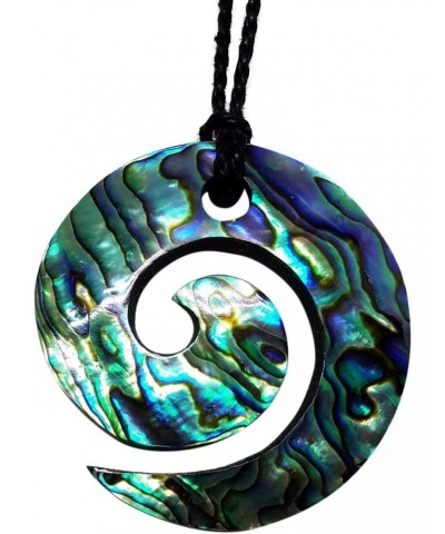 Koru Necklace - Hawaiian Jewelry - Large Paua Abalone Shell Pendant on Black Adjustable Cord, 32 Inch $18.60 Necklaces