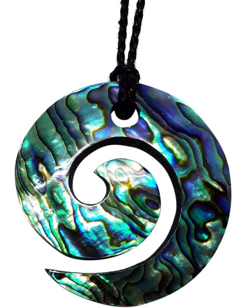 Koru Necklace - Hawaiian Jewelry - Large Paua Abalone Shell Pendant on Black Adjustable Cord, 32 Inch $18.60 Necklaces