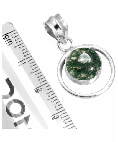 925 Sterling Silver Handmade Pendant for Women 10 MM Round Gemstone Fashion Jewelry for Gift (99579_P) Moss Agate $18.35 Pend...