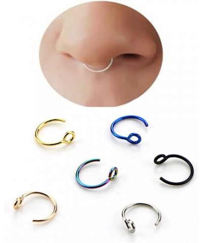 Nose Rings Hoop Stainless Steel Nose Piercing Jewelry Fake Lip Hoop Rings for Women Men Gold $3.59 Body Jewelry