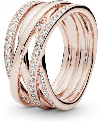 Sparkling & Polished Lines Entwined Ring - Ring for Women - Gift for Her, With Gift Box Rose Gold $59.50 Others