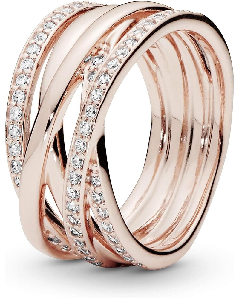 Sparkling & Polished Lines Entwined Ring - Ring for Women - Gift for Her, With Gift Box Rose Gold $59.50 Others