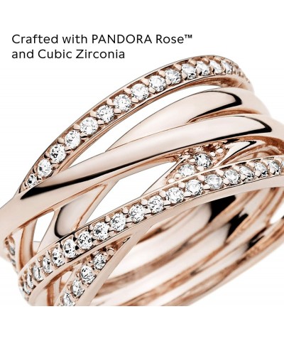 Sparkling & Polished Lines Entwined Ring - Ring for Women - Gift for Her, With Gift Box Rose Gold $59.50 Others