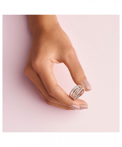 Sparkling & Polished Lines Entwined Ring - Ring for Women - Gift for Her, With Gift Box Rose Gold $59.50 Others