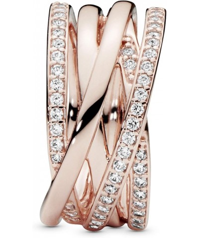 Sparkling & Polished Lines Entwined Ring - Ring for Women - Gift for Her, With Gift Box Rose Gold $59.50 Others