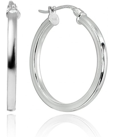 Sterling Silver High Polished Square-Tube Round Click-Top Hoop Earrings 30mm-1 1/5 $12.04 Earrings