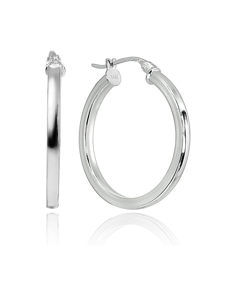 Sterling Silver High Polished Square-Tube Round Click-Top Hoop Earrings 30mm-1 1/5 $12.04 Earrings