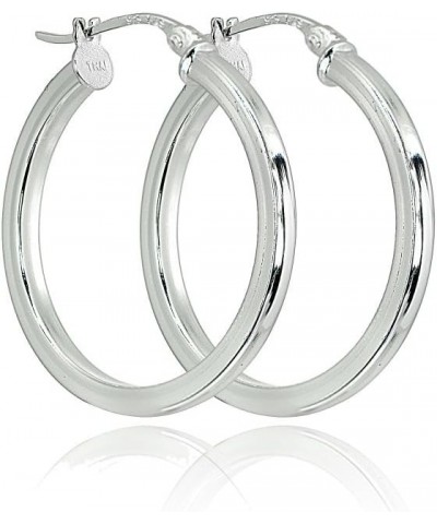 Sterling Silver High Polished Square-Tube Round Click-Top Hoop Earrings 30mm-1 1/5 $12.04 Earrings