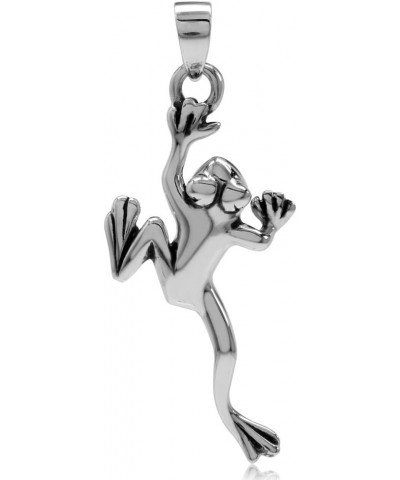 925 Sterling Silver Leaping Climbing Frog Pendant Pendant $20.00 Necklaces