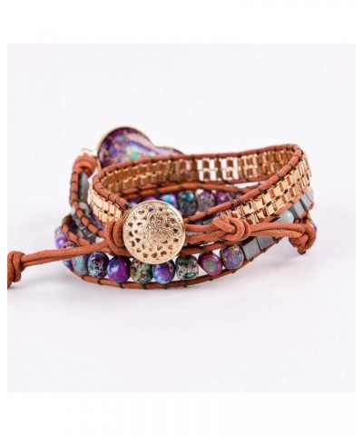 Natural Stone Bracelet 5 Wraps Bracelet Handmade Blue Color Boho Bracelet for Women Bracelet Purple Heart $11.18 Bracelets