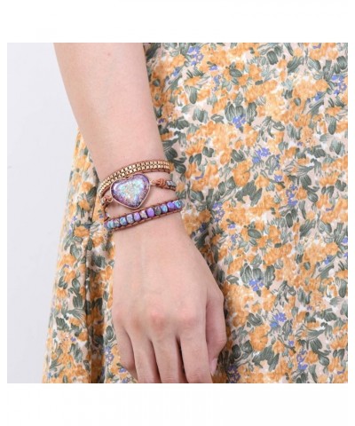 Natural Stone Bracelet 5 Wraps Bracelet Handmade Blue Color Boho Bracelet for Women Bracelet Purple Heart $11.18 Bracelets