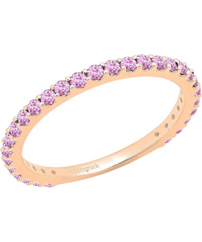 Round Lab Created Pink Sapphire Eternity Style Wedding Band for Women in 10K Gold 4.5 Rose Gold $86.41 Rings