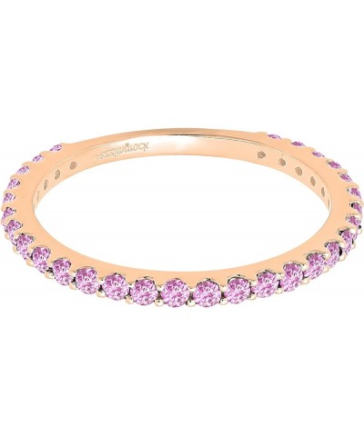 Round Lab Created Pink Sapphire Eternity Style Wedding Band for Women in 10K Gold 4.5 Rose Gold $86.41 Rings