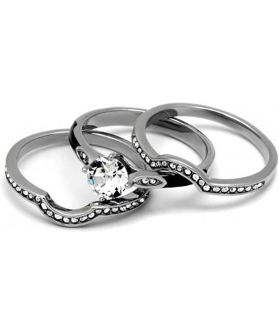 Her and His 4 Piece Silver and Black Stainless Steel and Titanium Wedding Ring Band Set Size Women's 07 Men's 07 $20.50 Sets