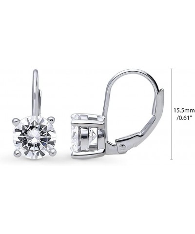 Sterling Silver Solitaire Round Cubic Zirconia CZ Anniversary Leverback Dangle Drop Earrings for Women, Rhodium Plated 7mm $2...