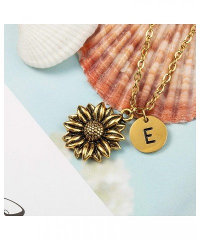 Sunflower Necklace Dainty Letter Jewelry Silver Daisy Flower Charm Chain Pendant Personalized Monogram Inspirational Gifts fo...