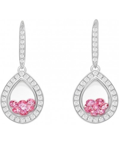 Round/Heart/Pear Floating Cubic Zirconia Pendant, Earring, & Ring-CZ Border - SterlingSilver Pear Earring - Pink $40.94 Neckl...