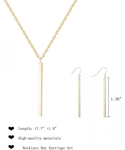 Gold Necklace Earring Set Gold Bar Necklace Drop Necklace Earrings Set Lariat Y Necklace for Women Trendy Long Stick Drop Dan...