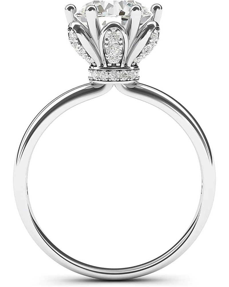 Sterling Silver Romantic Flower Style 6-Prong Set 2.0 CT Simulated Diamond or Moissante Engagement Ring Simulated Diamond $38...