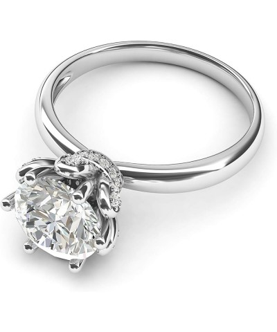 Sterling Silver Romantic Flower Style 6-Prong Set 2.0 CT Simulated Diamond or Moissante Engagement Ring Simulated Diamond $38...