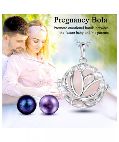 Pregnancy Necklace Lotus Long Pendant Necklaces Chime Ball Music Wishing Jewellery Pregnancy Gifts for Women Maternity Mum Ba...