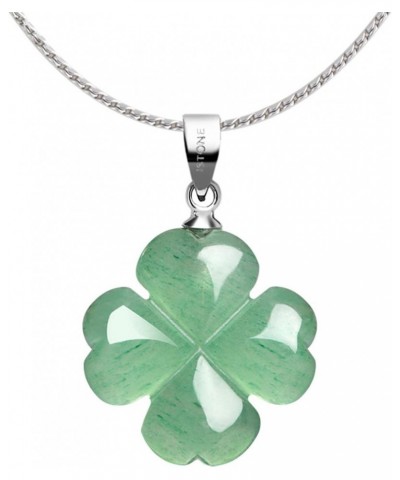 St. Patrick's Day Four Leaf Clover Pendant Necklace Green Aventurine Gemstone Pendant Necklace 18" (Green Aventurine) $15.96 ...