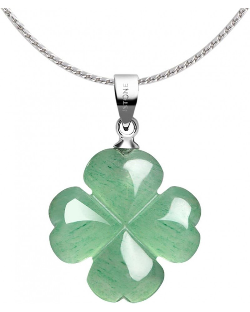 St. Patrick's Day Four Leaf Clover Pendant Necklace Green Aventurine Gemstone Pendant Necklace 18" (Green Aventurine) $15.96 ...