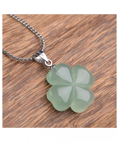 St. Patrick's Day Four Leaf Clover Pendant Necklace Green Aventurine Gemstone Pendant Necklace 18" (Green Aventurine) $15.96 ...