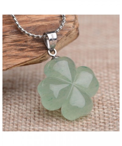 St. Patrick's Day Four Leaf Clover Pendant Necklace Green Aventurine Gemstone Pendant Necklace 18" (Green Aventurine) $15.96 ...