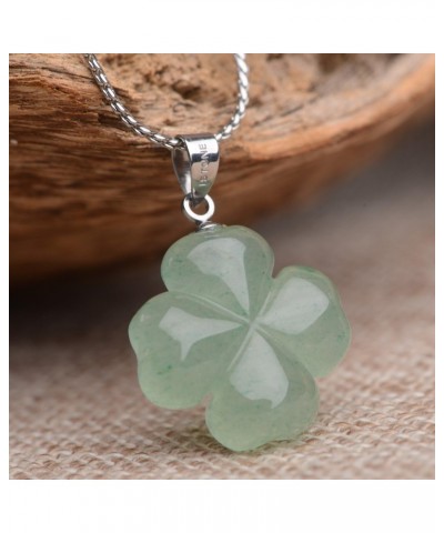 St. Patrick's Day Four Leaf Clover Pendant Necklace Green Aventurine Gemstone Pendant Necklace 18" (Green Aventurine) $15.96 ...