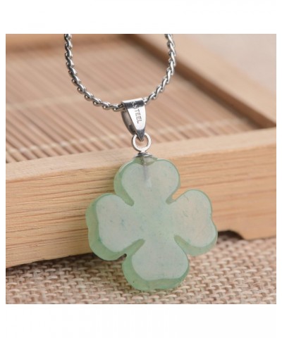 St. Patrick's Day Four Leaf Clover Pendant Necklace Green Aventurine Gemstone Pendant Necklace 18" (Green Aventurine) $15.96 ...