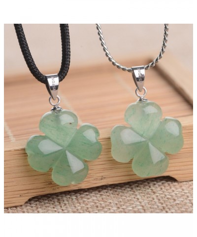 St. Patrick's Day Four Leaf Clover Pendant Necklace Green Aventurine Gemstone Pendant Necklace 18" (Green Aventurine) $15.96 ...