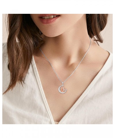 Fox Necklace for Women 925 Sterling Silver Origami Fox Moon Pendant Necklace Animal Jewelry Gifts for Women Girls $25.19 Neck...