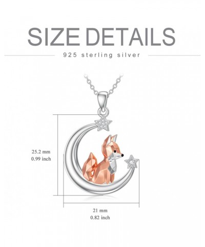 Fox Necklace for Women 925 Sterling Silver Origami Fox Moon Pendant Necklace Animal Jewelry Gifts for Women Girls $25.19 Neck...