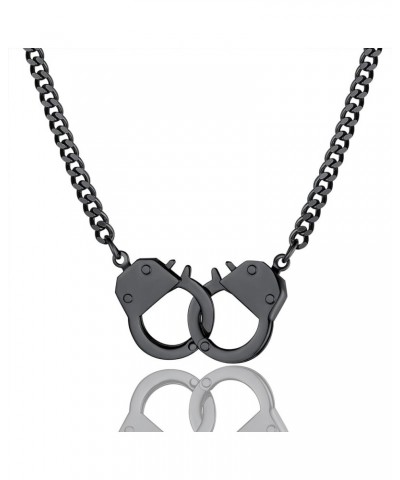 Punk Handcuff Necklace for Women, Partners in Crime Cuban Link Chain, 7.5/14/18inch (Send Gift Box) black-14 $10.17 Necklaces