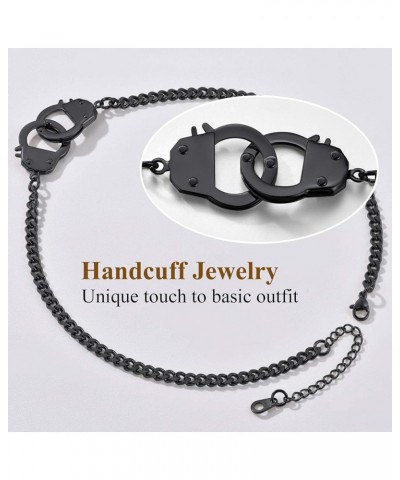 Punk Handcuff Necklace for Women, Partners in Crime Cuban Link Chain, 7.5/14/18inch (Send Gift Box) black-14 $10.17 Necklaces