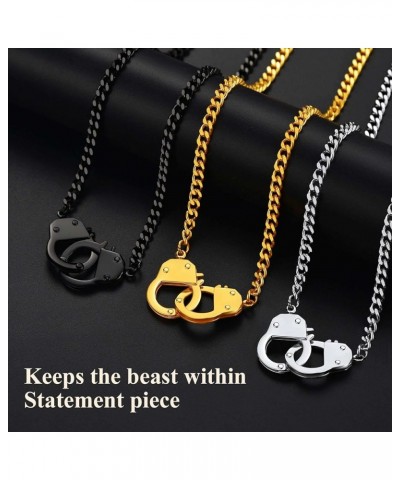 Punk Handcuff Necklace for Women, Partners in Crime Cuban Link Chain, 7.5/14/18inch (Send Gift Box) black-14 $10.17 Necklaces