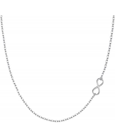 925 Sterling Silver Dainty Sideways Choker Necklace Adjustable Chain Jewelry for Women, Girls Infinity_925 Silver $14.30 Neck...