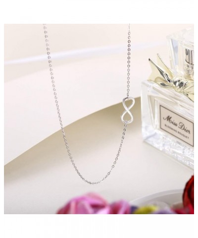 925 Sterling Silver Dainty Sideways Choker Necklace Adjustable Chain Jewelry for Women, Girls Infinity_925 Silver $14.30 Neck...