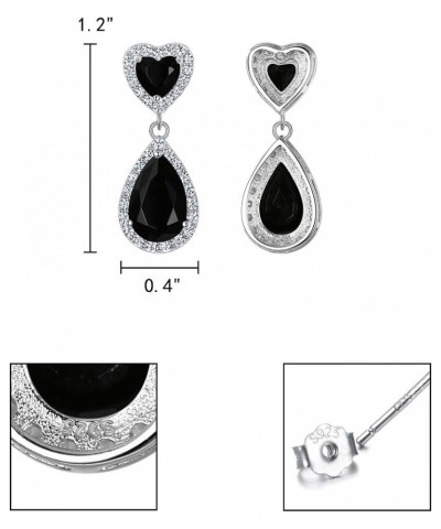 925 Sterling Silver Teardrop Dangle Earrings Full Prong Cubic Zirconia Heart Bridal Earrings for Women Wedding, Valentine's D...