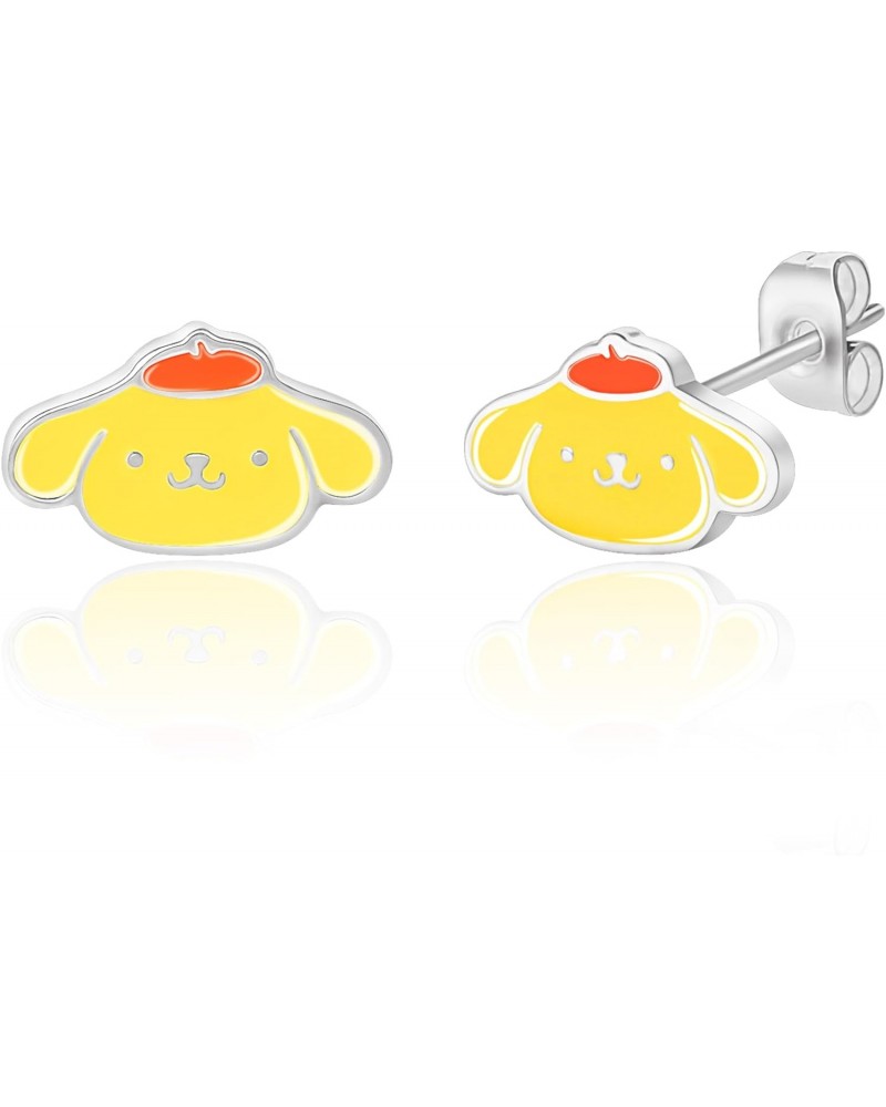 Sanrio Womens and Friends Pompompurin Stud Earrings - Silver Plated and Enamel Purin Earrings Official License $12.30 Earrings