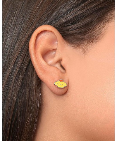 Sanrio Womens and Friends Pompompurin Stud Earrings - Silver Plated and Enamel Purin Earrings Official License $12.30 Earrings