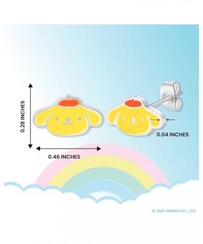 Sanrio Womens and Friends Pompompurin Stud Earrings - Silver Plated and Enamel Purin Earrings Official License $12.30 Earrings