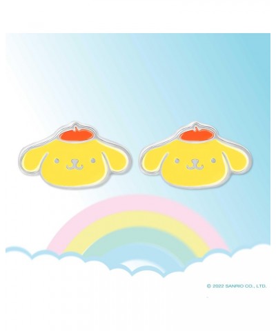 Sanrio Womens and Friends Pompompurin Stud Earrings - Silver Plated and Enamel Purin Earrings Official License $12.30 Earrings