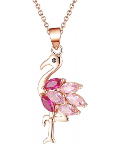 Pink Flamingo Bird Shape Rose Over Sterling Silver Pink CZ Stud Earrings for Women Teens Girls by Ginger Lyne Necklace $11.20...