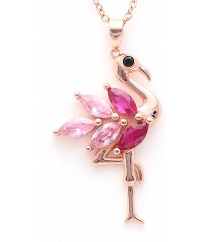 Pink Flamingo Bird Shape Rose Over Sterling Silver Pink CZ Stud Earrings for Women Teens Girls by Ginger Lyne Necklace $11.20...