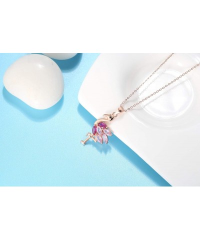 Pink Flamingo Bird Shape Rose Over Sterling Silver Pink CZ Stud Earrings for Women Teens Girls by Ginger Lyne Necklace $11.20...