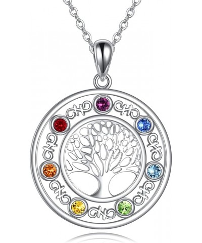 Tree of Life Necklace 7 Chakra/Yoga Tree of Life Necklace Sterling Silver Pendant Necklace Jewelry Tree Gifts for Women Girls...